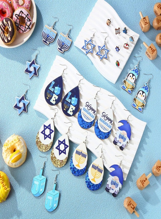 Remuuly 24 Pairs Hanukkah Wooden Dangle Earrings for Women Menorah Dreidel Hanukkah Gifts Earrings Drop Jewelry Gifts for Women Chanukah Holiday Party Supplies(Penguin) - Image 5